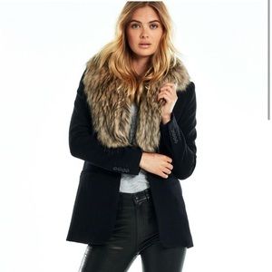 SAM. NYC Ludlow Racoon Fur, Black Wool and Cashmere Coat GORGEOUS! Size: Small